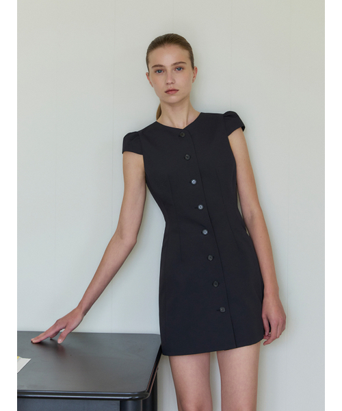 LETQSTUDIO(レチケットスタジオ)の「スリムボタンダウンドレス、ブラック(ワンピース・レディース・その他・SMALL/MEDIUM)」の1枚目の写真