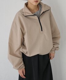 ハーフジップチェックシャツ