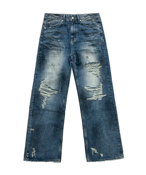 Chikashitsu +(チカシツプラス)の「【Chikashitsu +】super-destroyed damage wide denim pants / 【チカシツプラス】スーパーデストロイドダメージワイドデニムパンツ(デニムパンツ・メンズ・ブルー・M/S)」の5枚目の写真