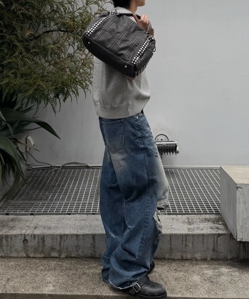 Chikashitsu +(チカシツプラス)の「【Chikashitsu +】super-destroyed damage wide denim pants / 【チカシツプラス】スーパーデストロイドダメージワイドデニムパンツ(デニムパンツ・メンズ・ブルー・M/S)」の9枚目の写真