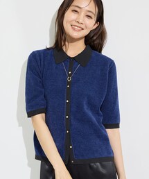襟付きニット」に該当するブルー・ネイビー/青色系のファッション通販