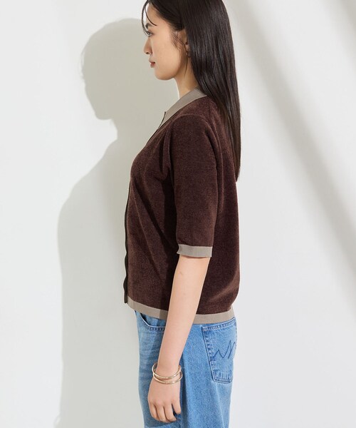 INDIVI（インディヴィ）の「【5分袖／配色デザイン】モールヤーン襟付きニット（ニット/セーター・レディース・ネイビー系4/ブラウン系その他5・38/05/13/15 ）」の11枚目の写真