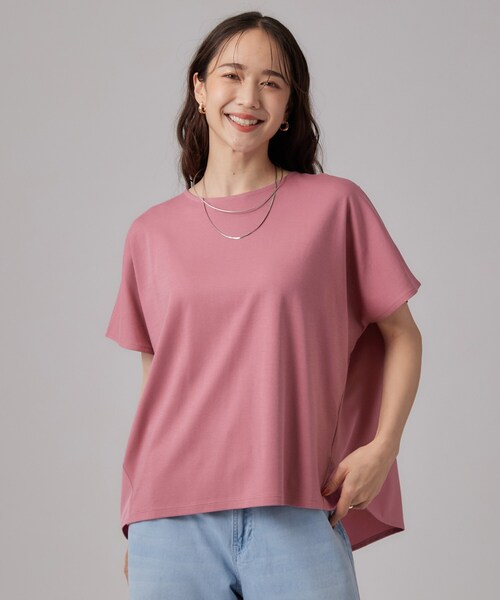 SHOO・LA・RUE(シューラルー)の「【体型カバー/S-LL】後ろ姿も映える 異素材ドッキングトップス(Tシャツ/カットソー・レディース・ホワイト/ブラック/ライトベージュ/ベビーピンク・01/02/03/04)」の17枚目の写真