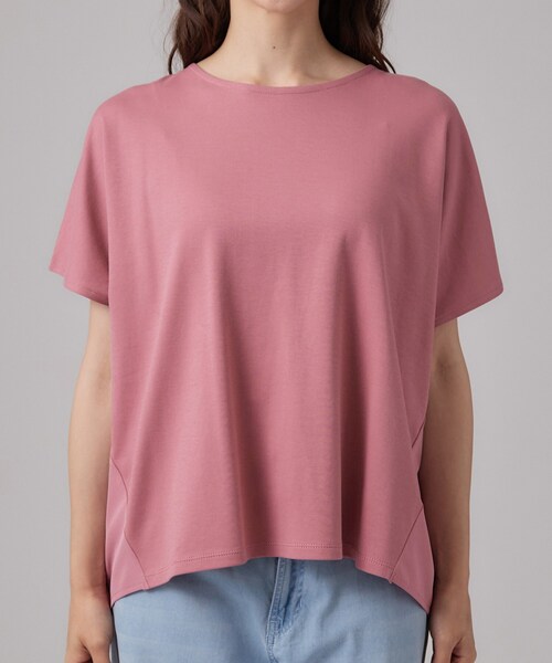 SHOO・LA・RUE(シューラルー)の「【体型カバー/S-LL】後ろ姿も映える 異素材ドッキングトップス(Tシャツ/カットソー・レディース・ホワイト/ブラック/ライトベージュ/ベビーピンク・01/02/03/04)」の21枚目の写真
