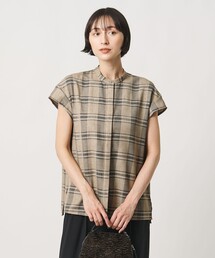 UNITED ARROWS | チェック バンドカラー フレンチスリーブ シャツ ‐ウォッシャブル‐(シャツ/ブラウス)