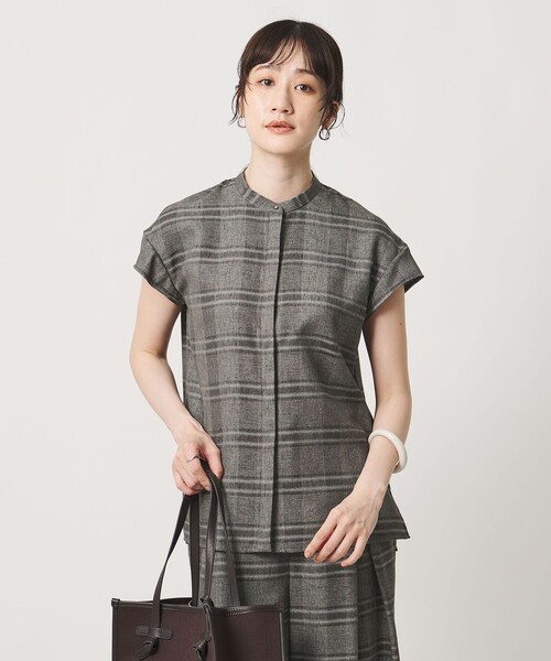 UNITED ARROWS（ユナイテッドアローズ）の「チェック バンドカラー フレンチスリーブ シャツ ‐ウォッシャブル‐（シャツ/ブラウス・レディース・その他2/その他7・FREE）」の3枚目の写真