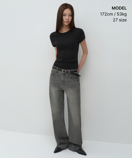 MUSINSA STANDARD WOMAN（ムシンサスタンダードウーマン）の「ウィメンズエッセンシャルワイドデニムパンツ[グレー]（デニムパンツ・レディース・その他・24/30/29/28/27/26/25/32/23）」の2枚目の写真