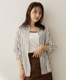 【秋映え/羽織り】ストライプシャツ