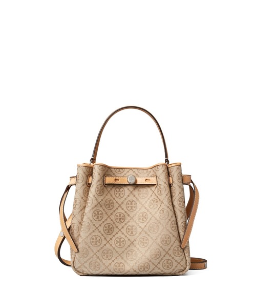 TORY BURCH(トリーバーチ)の「ロミー Tモノグラム バケットバッグ(ショルダーバッグ・レディース・サンドベージュ・ONE SIZE)」の1枚目の写真