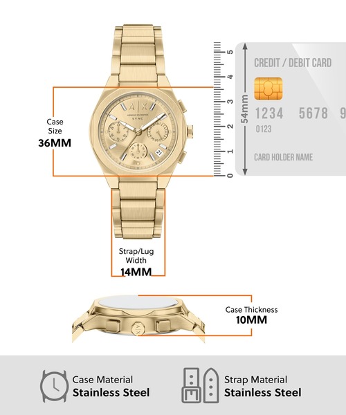 ARMANI EXCHANGE(アルマーニエクスチェンジ)の「アルマーニ・エクスチェンジ 腕時計 レディース アナログ ステンレス AX6034(アナログ腕時計・レディース・ゴールド・FREE)」の5枚目の写真
