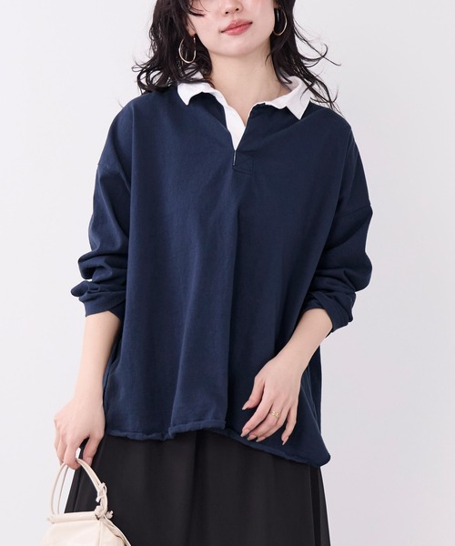 MICA&DEAL(マイカ&ディール)の「ラガーシャツ(Tシャツ/カットソー・レディース・グリーン/ベージュ/ネイビー・FREE)」の1枚目の写真