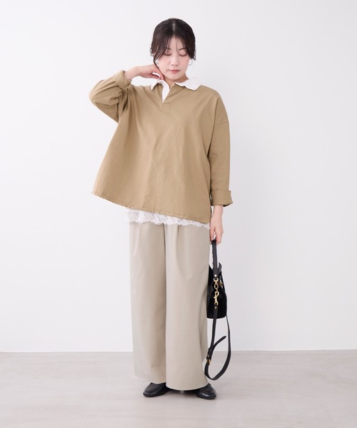 MICA&DEAL(マイカ&ディール)の「ラガーシャツ(Tシャツ/カットソー・レディース・グリーン/ベージュ/ネイビー・FREE)」の8枚目の写真