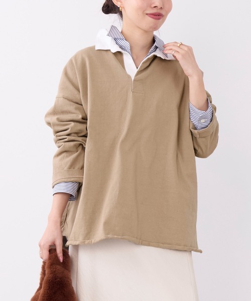 MICA&DEAL(マイカ&ディール)の「ラガーシャツ(Tシャツ/カットソー・レディース・グリーン/ベージュ/ネイビー・FREE)」の11枚目の写真