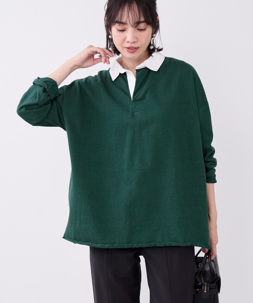 MICA&DEAL(マイカ&ディール)の「ラガーシャツ(Tシャツ/カットソー・レディース・グリーン/ベージュ/ネイビー・FREE)」の17枚目の写真