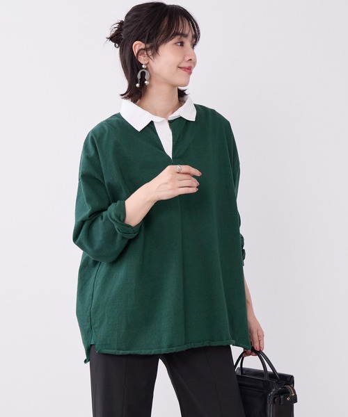MICA&DEAL(マイカ&ディール)の「ラガーシャツ(Tシャツ/カットソー・レディース・グリーン/ベージュ/ネイビー・FREE)」の18枚目の写真