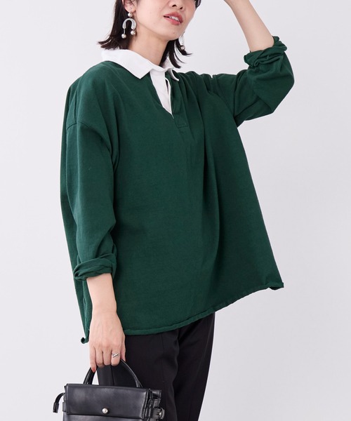 MICA&DEAL(マイカ&ディール)の「ラガーシャツ(Tシャツ/カットソー・レディース・グリーン/ベージュ/ネイビー・FREE)」の19枚目の写真