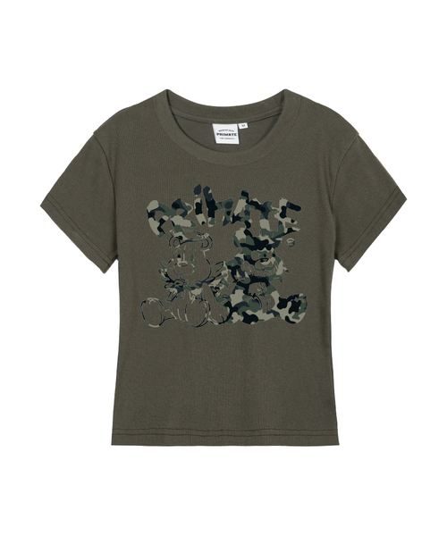 PRIMATE(プライメイト)の「CAMO DEMIE レディース スリムフィット 半袖Tシャツ 4 COLORS(Tシャツ/カットソー・レディース・カーキ/ホワイト/クリーム/ブラック・SMALL/MEDIUM/LARGE)」の4枚目の写真