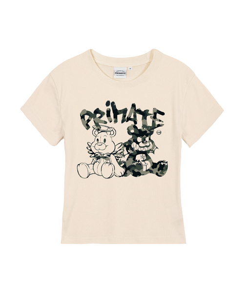 PRIMATE(プライメイト)の「CAMO DEMIE レディース スリムフィット 半袖Tシャツ 4 COLORS(Tシャツ/カットソー・レディース・カーキ/ホワイト/クリーム/ブラック・SMALL/MEDIUM/LARGE)」の3枚目の写真