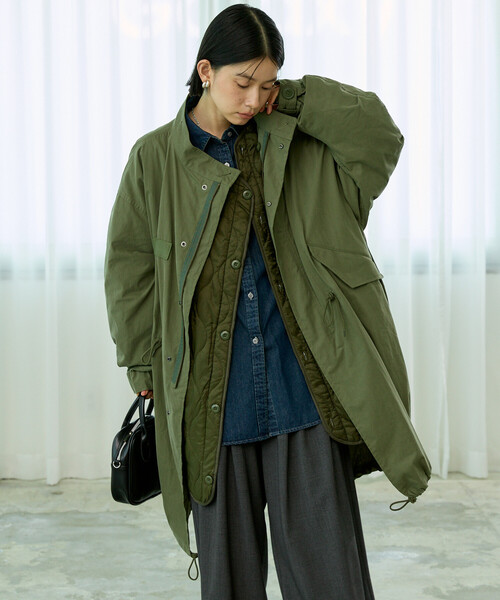 FREAK'S STORE(フリークスストア)の「【セットアイテム】M-65 ロング 3Way キルトライナーセット/モッズコート(モッズコート・レディース・ブラウン/カーキ/オリーブ/ブラック・フリ-)」の3枚目の写真