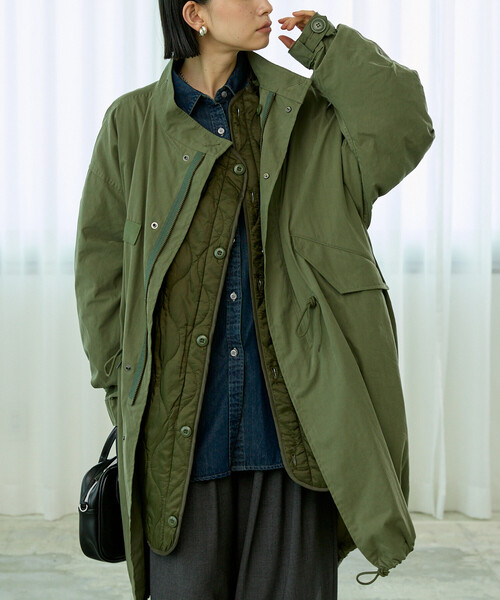 FREAK'S STORE(フリークスストア)の「【セットアイテム】M-65 ロング 3Way キルトライナーセット/モッズコート(モッズコート・レディース・ブラウン/カーキ/オリーブ/ブラック・フリ-)」の12枚目の写真