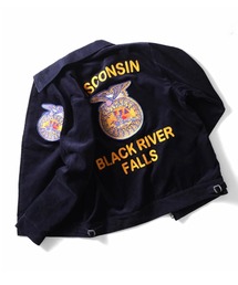 HOUSTON ヒューストン CORDUROY EMBROIDERY FFA JACKET チェーンステッチ ロゴ FFA 刺繍 コーデュロイ ファーマーズジャケット