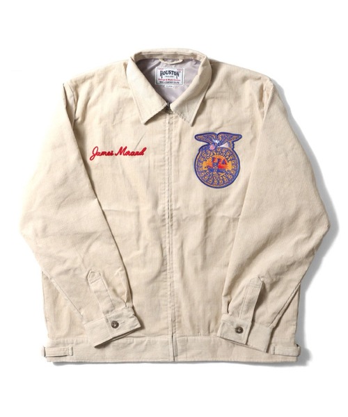 HOUSTON(ヒューストン)の「HOUSTON ヒューストン CORDUROY EMBROIDERY FFA JACKET チェーンステッチ ロゴ FFA 刺繍 コーデュロイ ファーマーズジャケット(ブルゾン・メンズ・バーガンディー/ナチュラル/ネイビー・XXL/XL/L/M)」の5枚目の写真