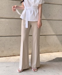 【ベルト付き】美脚の答えはこのフレア フレアスラックスパンツ 細ベスト セット フレアパンツ スラックス ハイウエスト ロング パンツ きれいめ オフィス オフィスカジュアル フォーマル オケージョン