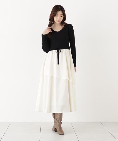 PROPORTION BODY DRESSING(プロポーションボディドレッシング)の「ティアードスカートドッキングワンピース / 1216240908(ワンピース・レディース・ブラック/ホワイト系その他・MEDIUM/P/S)」の5枚目の写真