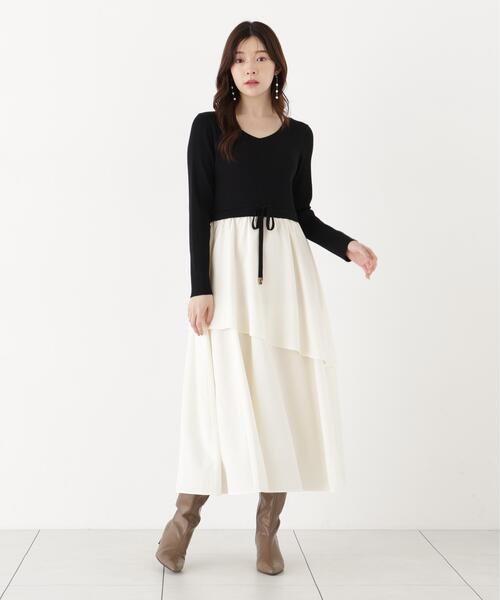 PROPORTION BODY DRESSING(プロポーションボディドレッシング)の「ティアードスカートドッキングワンピース / 1216240908(ワンピース・レディース・ブラック/ホワイト系その他・MEDIUM/P/S)」の6枚目の写真