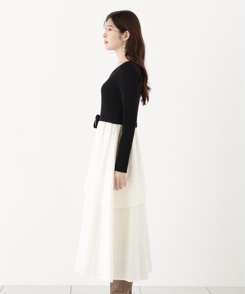 PROPORTION BODY DRESSING(プロポーションボディドレッシング)の「ティアードスカートドッキングワンピース / 1216240908(ワンピース・レディース・ブラック/ホワイト系その他・MEDIUM/P/S)」の9枚目の写真