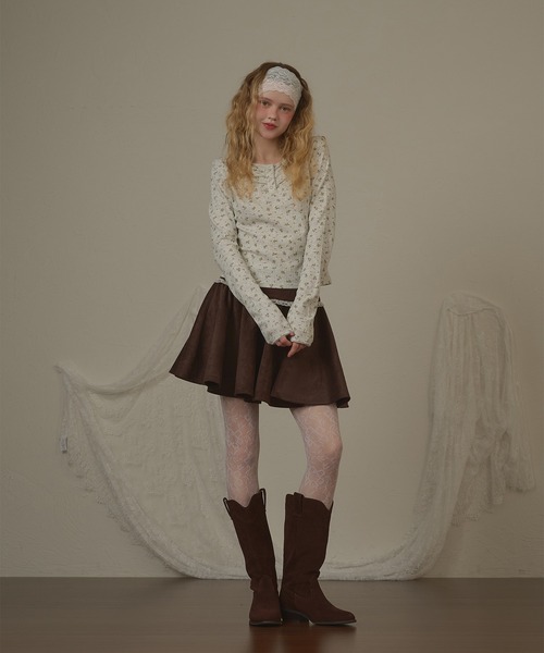 hazyl(ヘイジル)の「gather henry long sleeve T-shirt/ギャザーヘンリーロンT(Tシャツ/カットソー・レディース・ネイビー/オフホワイト/ナチュラル・フリー)」の6枚目の写真