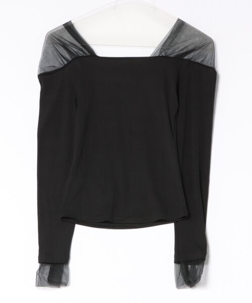 M DOLLY（エムドリー）の「Sheer shoulder aino tops / シアーショルダーアイノトップス（Tシャツ/カットソー・レディース・アイボリー/ブラック・FREE）」の15枚目の写真