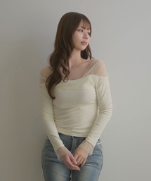 Sheer shoulder aino tops / シアーショルダーアイノトップス