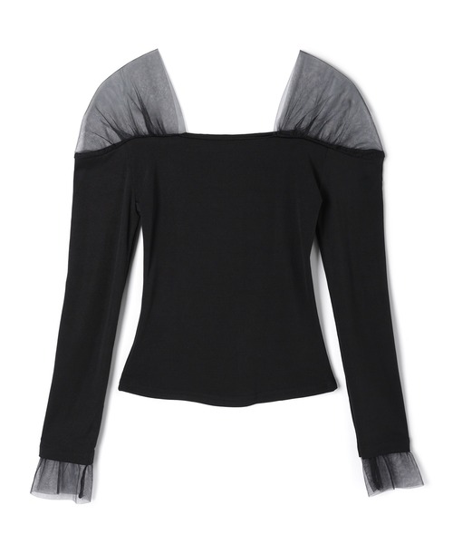 M DOLLY（エムドリー）の「Sheer shoulder aino tops / シアーショルダーアイノトップス（Tシャツ/カットソー・レディース・アイボリー/ブラック・FREE）」の14枚目の写真