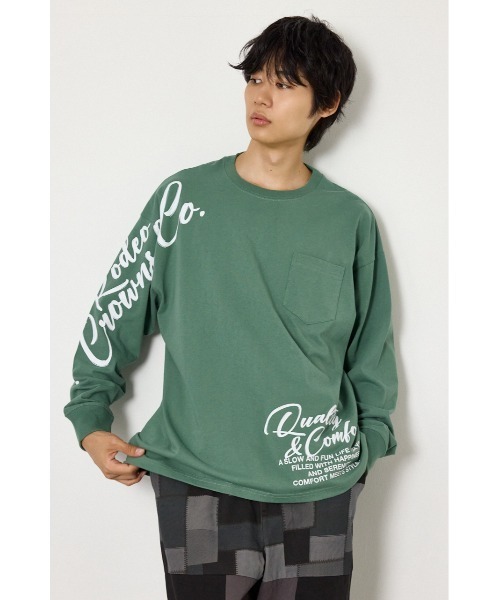 RODEO CROWNS WIDE BOWL(ロデオクラウンズワイドボウル)の「ショルダーロゴ長袖Tシャツ(Tシャツ/カットソー・メンズ・ダークグリーン/ホワイト/ブラック・MEDIUM/LARGE)」の7枚目の写真