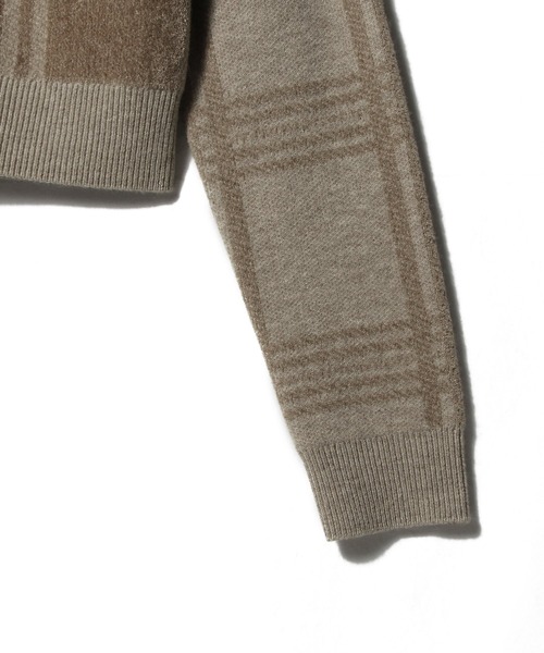 COLUMN(コラム)の「COLUMN / モールコンビチェックニットカーディガン<PERMANENT>(カーディガン/ボレロ・レディース・ベージュ/グレー・FREE)」の7枚目の写真