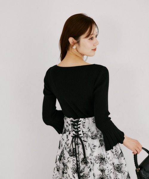 tocco closet（トッコ　クローゼット）の「ハートネックフレアスリーブリブニットプルオーバー（ニット/セーター・レディース・ブラック/ピンク/アイボリー・M）」の11枚目の写真