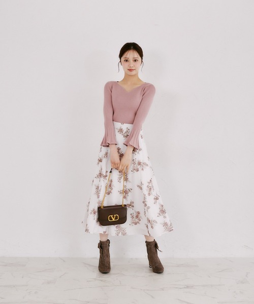 tocco closet（トッコ　クローゼット）の「ハートネックフレアスリーブリブニットプルオーバー（ニット/セーター・レディース・ブラック/ピンク/アイボリー・M）」の13枚目の写真