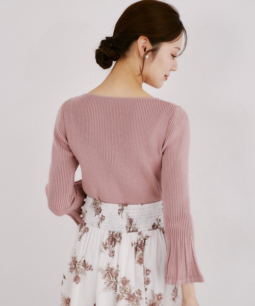tocco closet（トッコ　クローゼット）の「ハートネックフレアスリーブリブニットプルオーバー（ニット/セーター・レディース・ブラック/ピンク/アイボリー・M）」の20枚目の写真