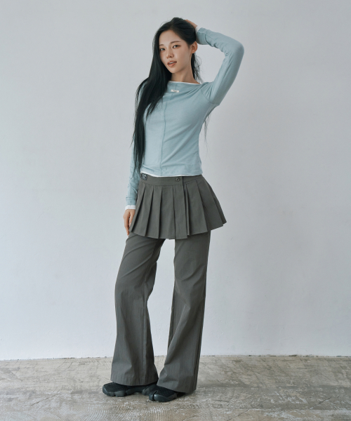WAARFORWOMAN(ワール・フォー・ウーマン)の「W1152 プリーツレイヤードパンツ_チャコール(その他パンツ・レディース・その他・SMALL/MEDIUM/LARGE)」の3枚目の写真