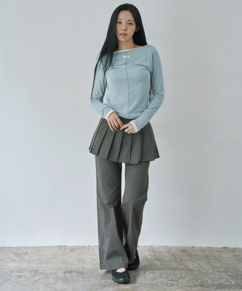 WAARFORWOMAN(ワール・フォー・ウーマン)の「W1152 プリーツレイヤードパンツ_チャコール(その他パンツ・レディース・その他・SMALL/MEDIUM/LARGE)」の5枚目の写真