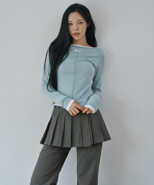 WAARFORWOMAN(ワール・フォー・ウーマン)の「W1152 プリーツレイヤードパンツ_チャコール(その他パンツ・レディース・その他・SMALL/MEDIUM/LARGE)」の6枚目の写真