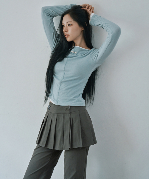 WAARFORWOMAN(ワール・フォー・ウーマン)の「W1152 プリーツレイヤードパンツ_チャコール(その他パンツ・レディース・その他・SMALL/MEDIUM/LARGE)」の7枚目の写真