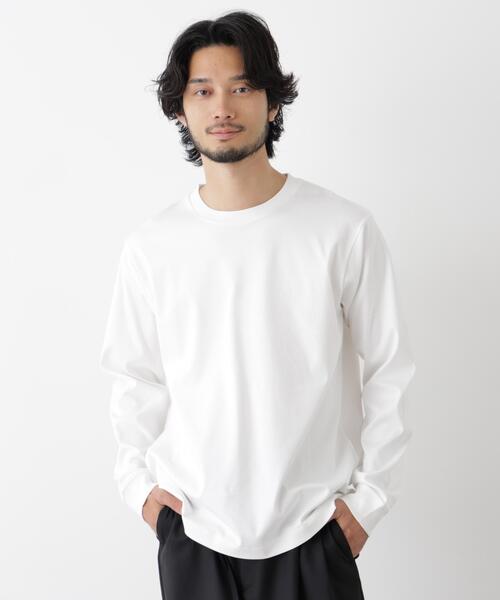 NANO universe(ナノユニバース)の「アンチスメルクルーネックTシャツ 長袖(Tシャツ/カットソー・メンズ・グレー/ライトベージュ/ブラック/ホワイト・L/XL/S/M)」の1枚目の写真