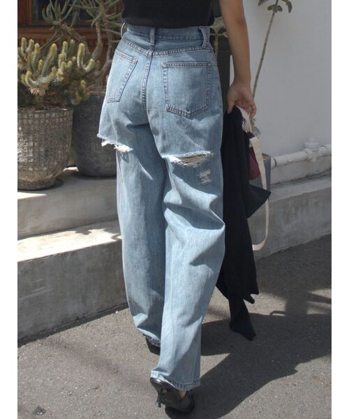 EVRIS(エヴリス)の「BACKスラッシュワイドデニムパンツ(デニムパンツ・レディース・ライトブルー/インディゴブルー/ブラック・MEDIUM/SMALL/X-SMALL)」の2枚目の写真