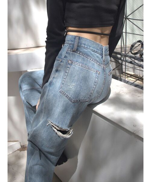 EVRIS(エヴリス)の「BACKスラッシュワイドデニムパンツ(デニムパンツ・レディース・ライトブルー/インディゴブルー/ブラック・MEDIUM/SMALL/X-SMALL)」の13枚目の写真