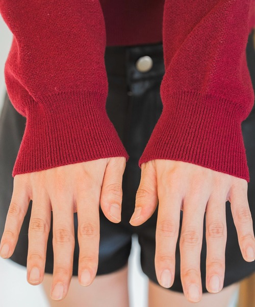 WEGO（ウィゴー）の「WEGO/【26年秋冬新作】シャツレイヤードジャガードニット（ニット/セーター・レディース・ホワイト/ワイン・FREE）」の8枚目の写真