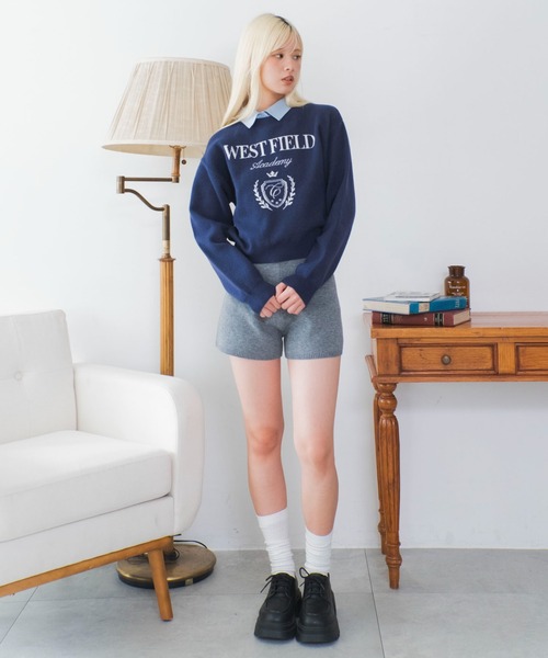 WEGO（ウィゴー）の「WEGO/【26年秋冬新作】シャツレイヤードジャガードニット（ニット/セーター・レディース・ホワイト/ワイン・FREE）」の12枚目の写真