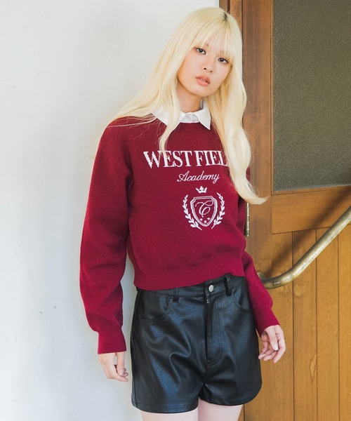 WEGO（ウィゴー）の「WEGO/【26年秋冬新作】シャツレイヤードジャガードニット（ニット/セーター・レディース・ホワイト/ワイン・FREE）」の14枚目の写真