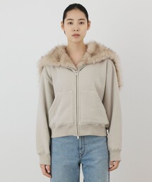ファーコンビ裏毛パーカー